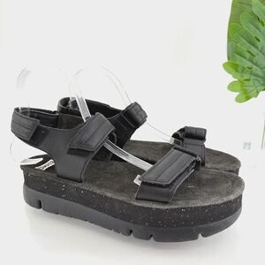 Camper Oruga Up Sport Sandal Black Leather Chunky Platform Adjustable Shoe 42 11